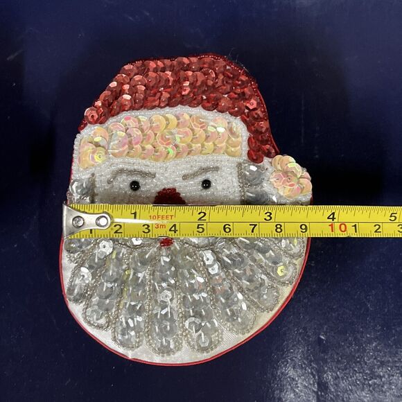 VTG Lot Of‎ 2 Satin Beaded Xmas Gift Trinket Box White Snowman & Red Santa  -D10 - Picture 7 of 8